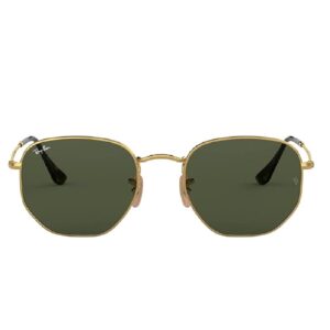 Lunettes de soleil hexagonale métal dorée avec verres verts