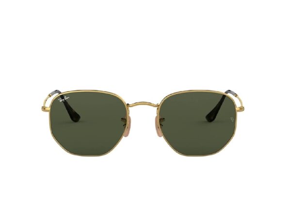 Lunettes de soleil hexagonale métal dorée avec verres verts