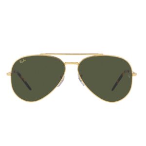 Lunettes de soleil aviator doré avec gravures verres verts