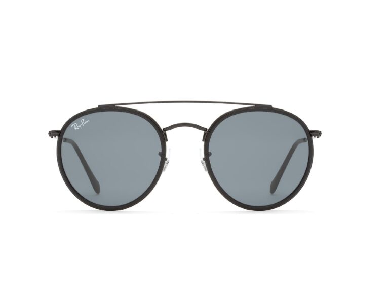 Lunettes de soleil ronde noire avec double pont et verres gris